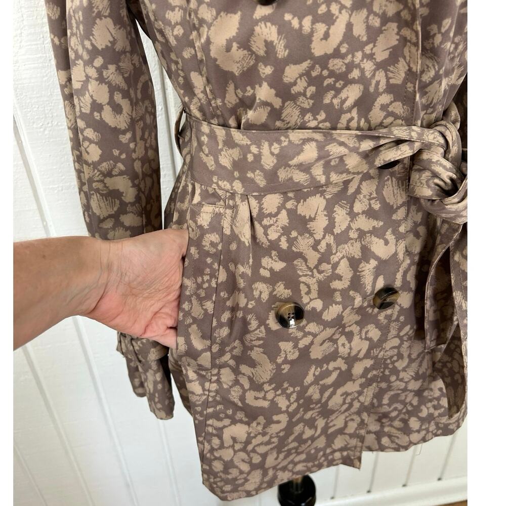Daughters of the Liberation Leopard Print Trench Coat Belted Jacket 6 - Picture 2 of 8